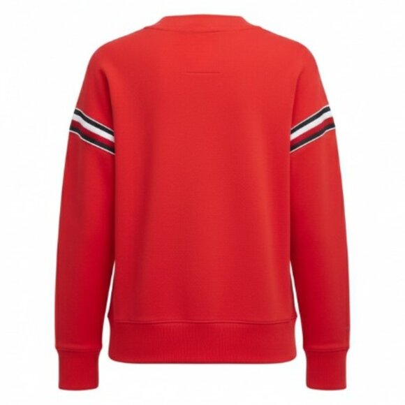 NWT Tommy Hilfiger Women's Red with Metallic Stripes V-Neck Sweatshirt M - Picture 6 of 14